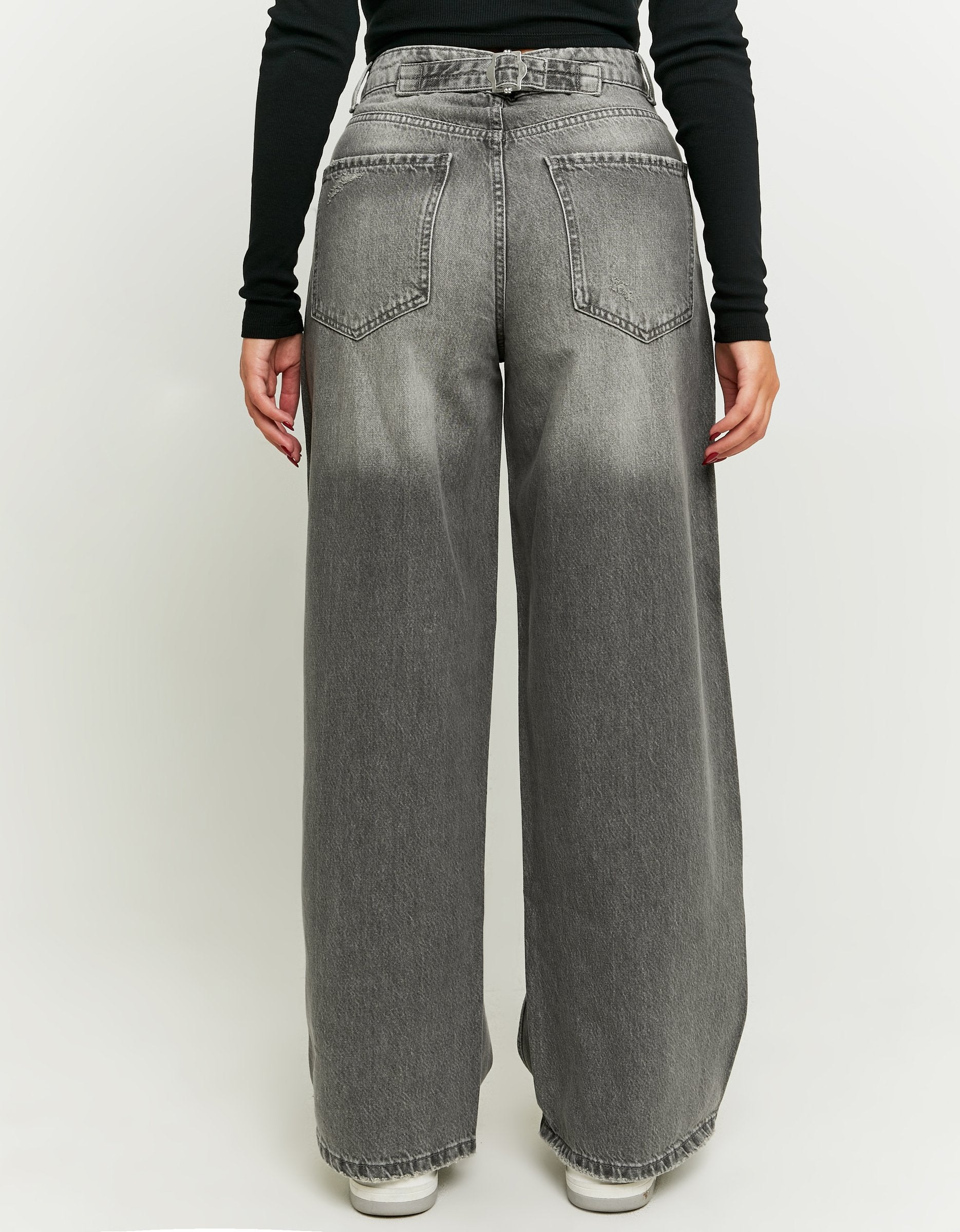 Tally Weijl Mid Waist Grey Skater Jeans Grey back view