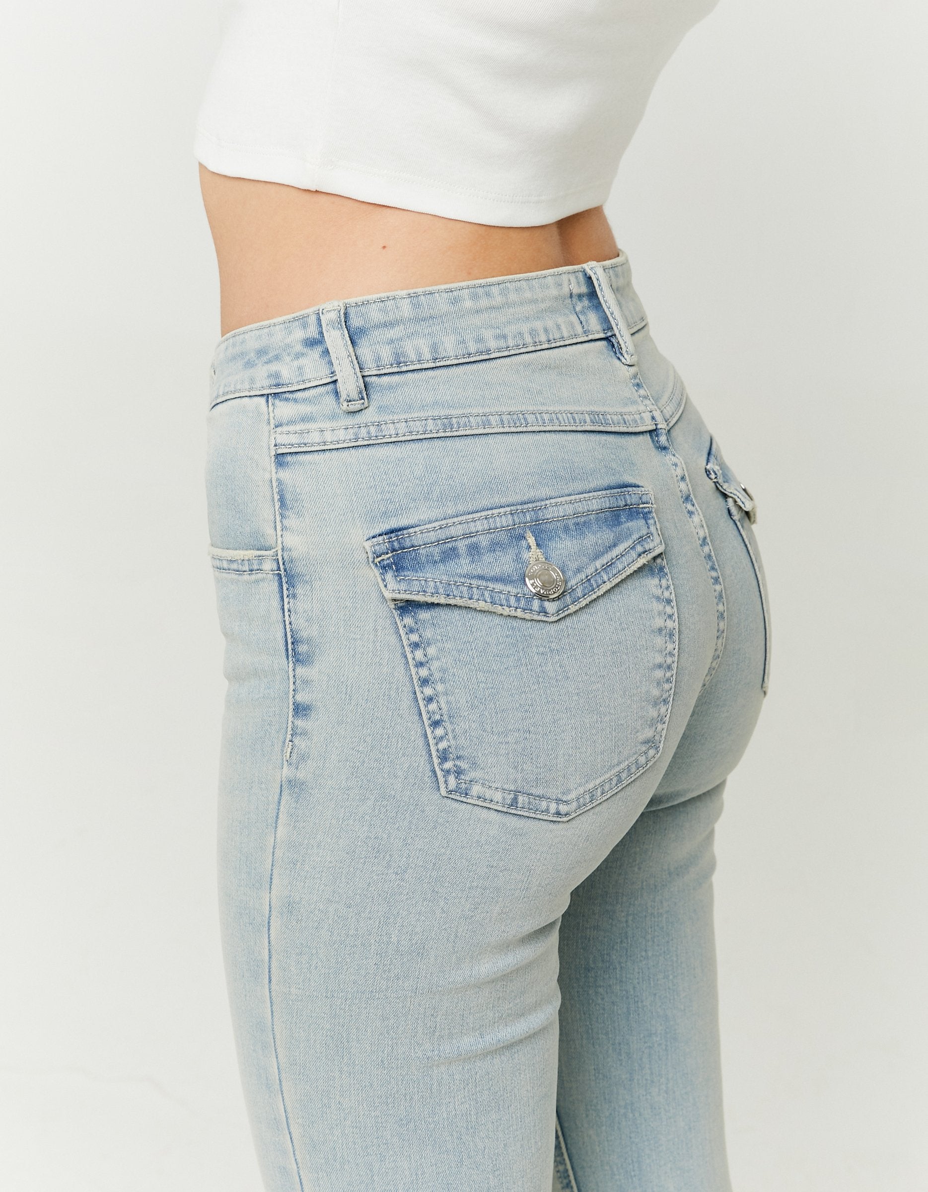 Tally Weijl Mid Waist Blue Bootcut Jeans Blue back view