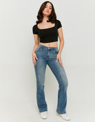 Tally Weijl Blue Bootcut Mid Waist Jeans BLUE model front view