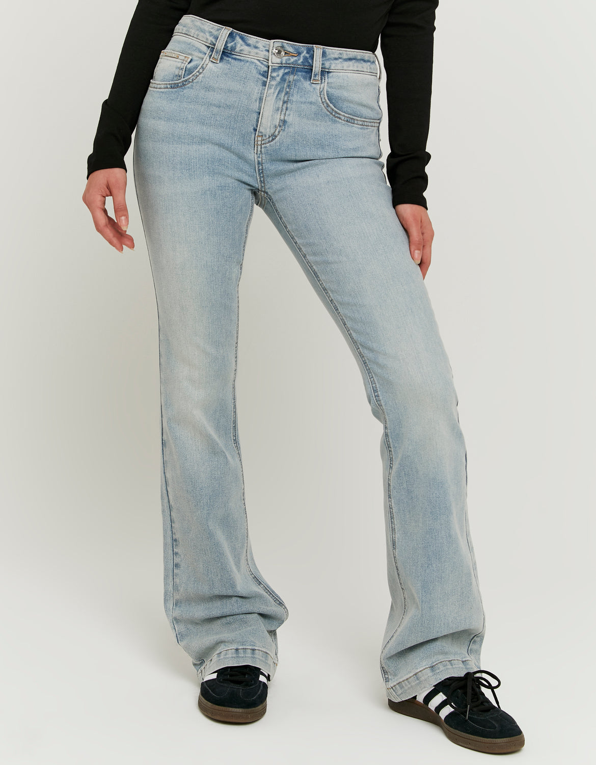 Tally Weijl Bootcut Mid Waist Jeans - Blue Blue front view