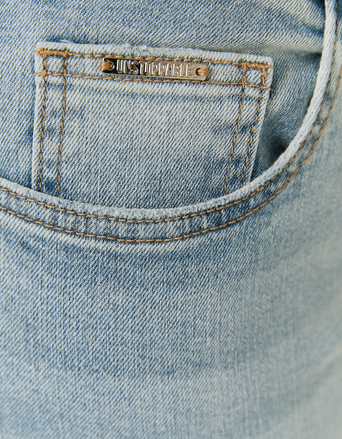 Ladies Bootcut Mid Waist Jeans - Blue-Front Pocket View