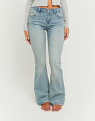 Tally Weijl Mid Waist Bootcut Blue Jeans Blue front view
