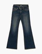 Tally Weijl Ladies Blue Mid Waist Bootcut Jeans with Belt Blue back view