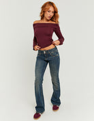 Tally Weijl Low-Waist Blue Bootsut Jeans Blue model front view