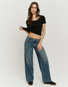 Tally Weijl Blue Low Waist Baggy Jeans BLUE front view