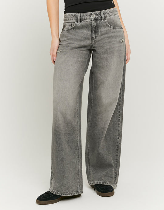 Tally Weijl Grey Low Waist Baggy Jeans GREY model front view