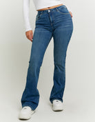 Tally Weijl Blue Mid Waist Push Up Flare Jeans Blue front view