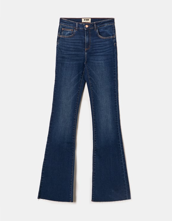 Ladies Push Up Flared Jeans With Medium Waist-Ghost Front View