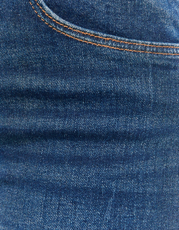 Ladies Push Up Flared Jeans With Medium Waist-Close Up View