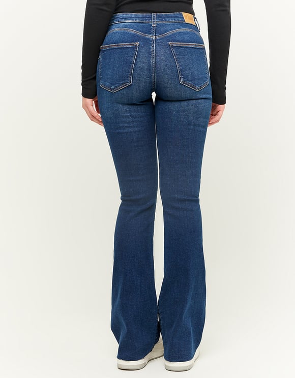 Ladies Push Up Flared Jeans With Medium Waist-Model Back View