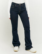 Tally Weijl Mid Waist Push Up Flare Jeans BLUE front view