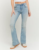Tally Weijl Blue Mid Waist Flare Jeans Blue model front view