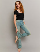 Tally Weijl Push Up Mid Waist Flare Jeans BLUE model front view
