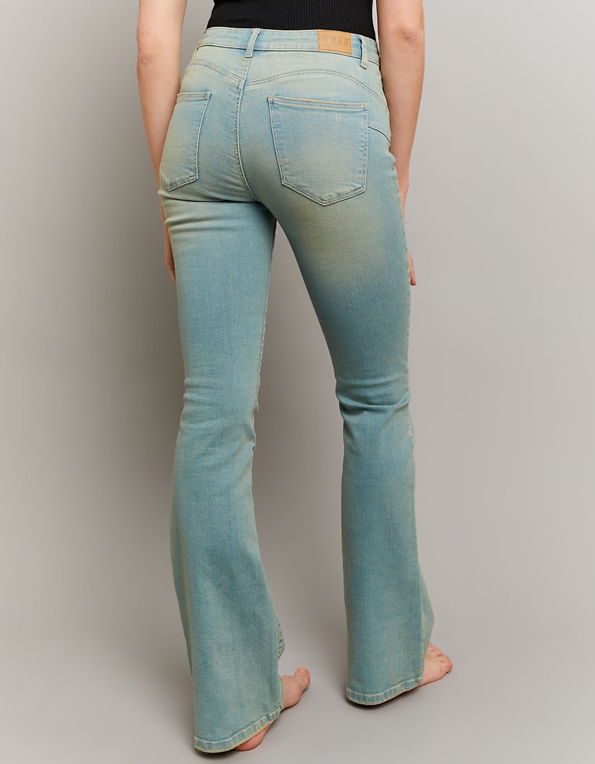Tally Weijl Push Up Mid Waist Flare Jeans BLUE back view