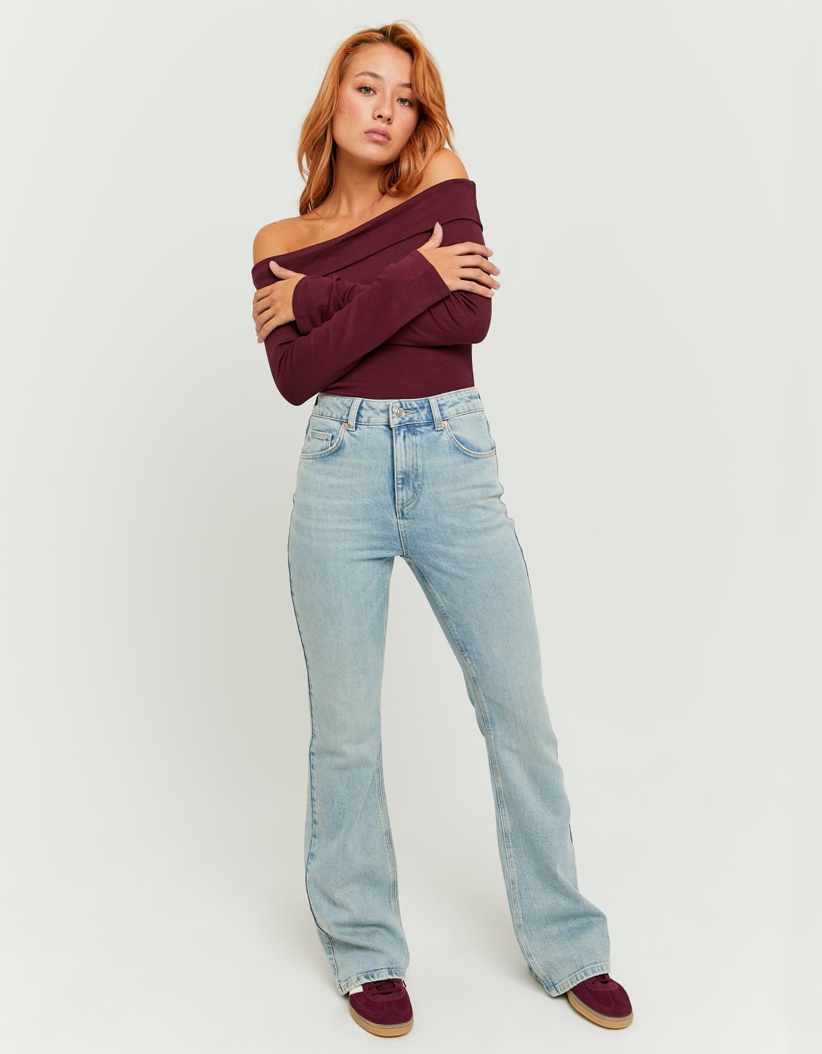 Tally Weijl Blue High Waist Flare Jeans BLUE model front view