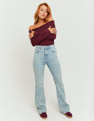 Tally Weijl Blue High Waist Flare Jeans BLUE model front view