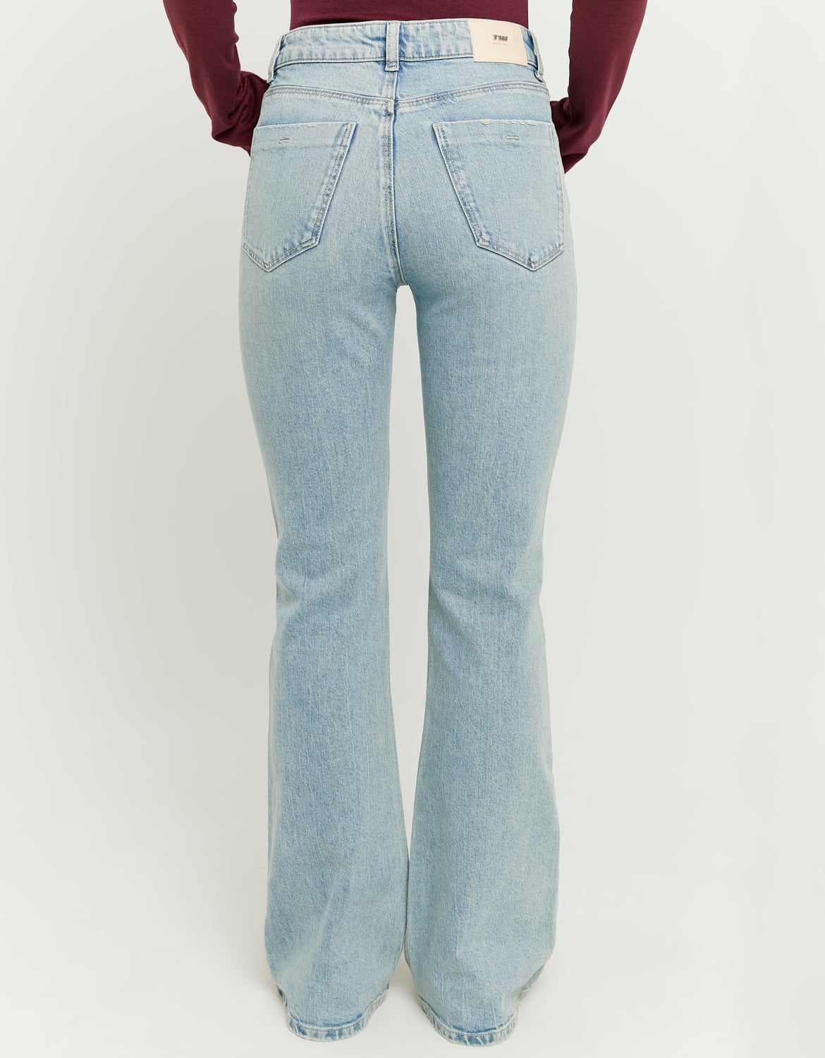 Ladies Blue High Waist Flare Jeans-Back View