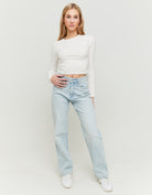 Tally Weijl High Waist Straight Leg Blue Denim Jeans Blue detail view