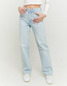 Tally Weijl High Waist Straight Leg Blue Denim Jeans Blue front view