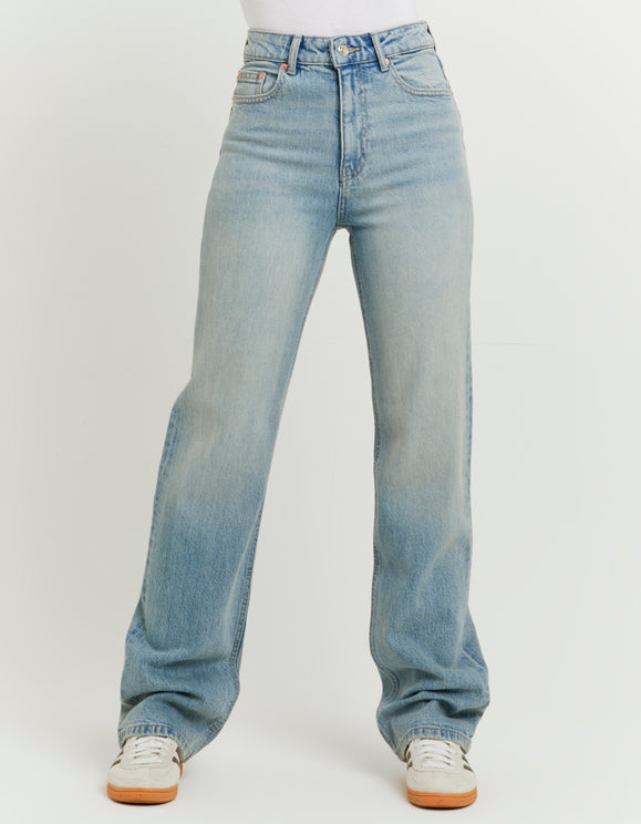 Tally Weijl light blue high waist straight leg jeans, front view