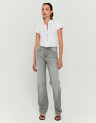 Tally Weijl Grey High-Waist Straight Leg Jeans GREY model front view