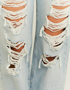 Tally Weijl High Waist Straight Leg Destroyed Jeans Blue back view