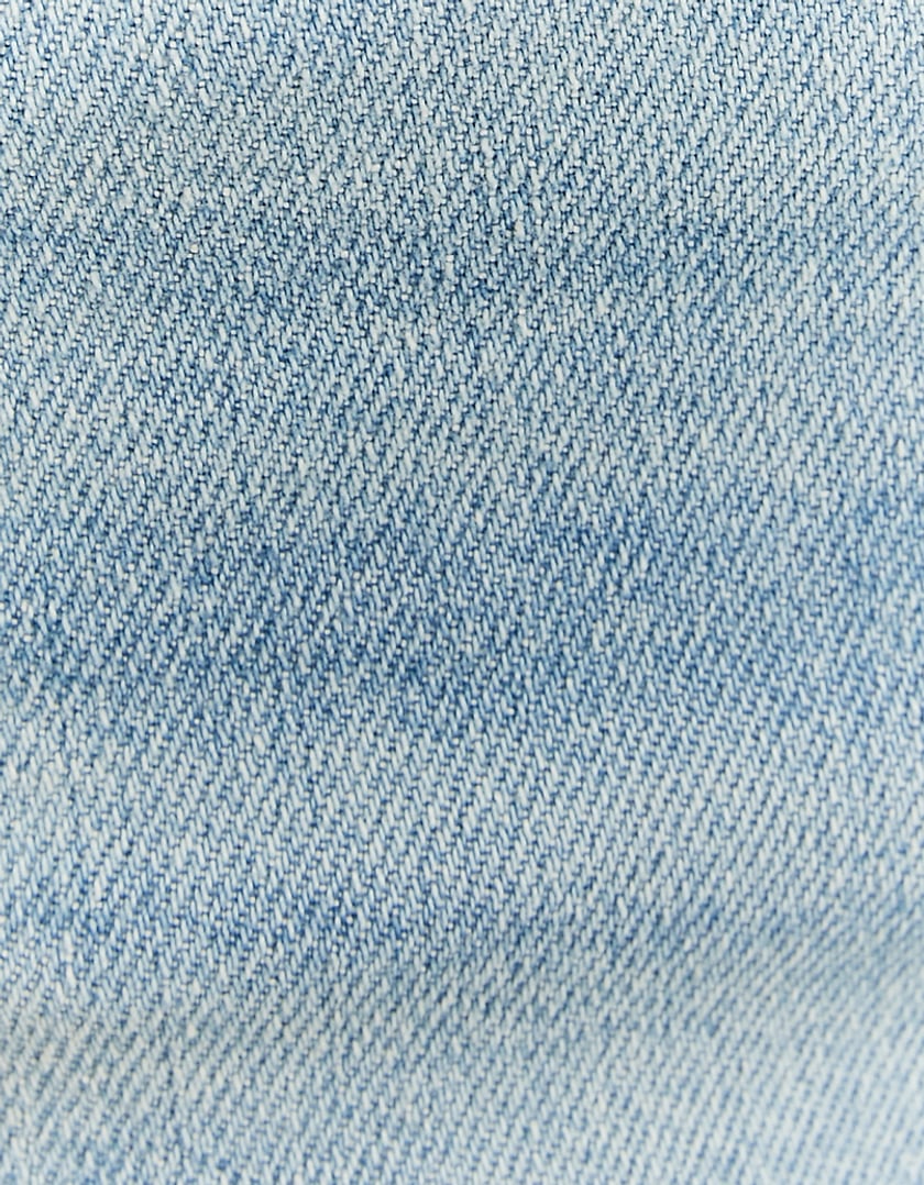 Ladies Kick Flare Mid Waist Comfort Jeans-Close Up View