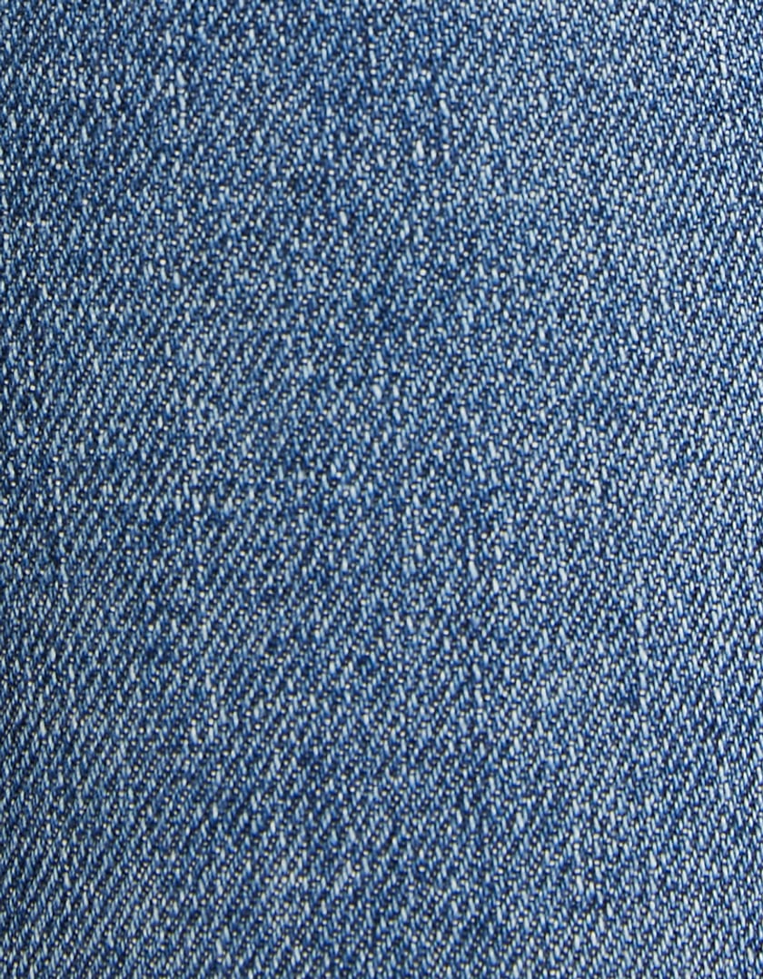 Ladies Mid Waist Kick Flare Comfort Jeans-Close up View