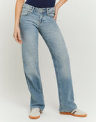 Tally Weijl Low Waist Blue Straight Leg Jeans Blue front view