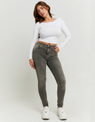 Tally Weijl Mid Waist Skinny Push Up Black Jeans BLACK model front view