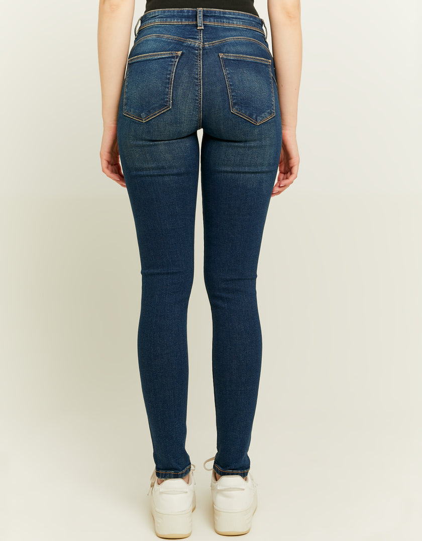 Ladies Mid Waist Skinny Push-Up Jeans-Model Back View