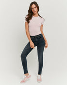 Tally Weijl Dark Blue Mid Skinny Jeans BLUE model front view