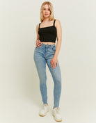 Tally Weijl Mid Waist Skinny Push Up Jeans BLUE model front view