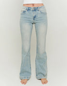 Tally Weijl Light Wash Low Waist Bootcut Jeans BLUE front view