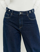 Tally Weijl Dark Wash Skater Jeans With Waist Detail BLUE side view