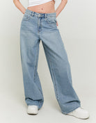 Tally Weijl Mid-Waist Blue Baggy Jeans BLUE front view