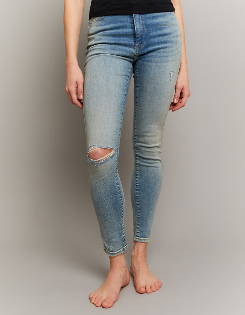 Ladies Skinny High Waist Jeans-Model Front View