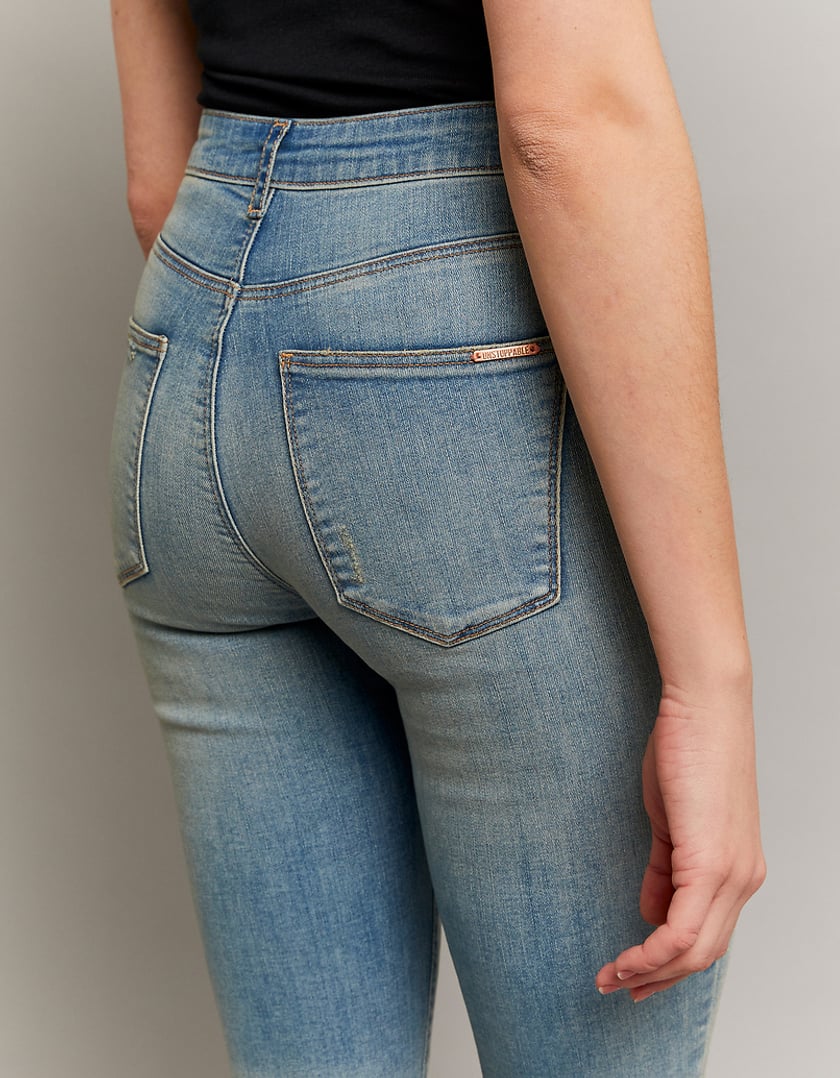 Ladies Skinny High Waist Jeans-Pocket View