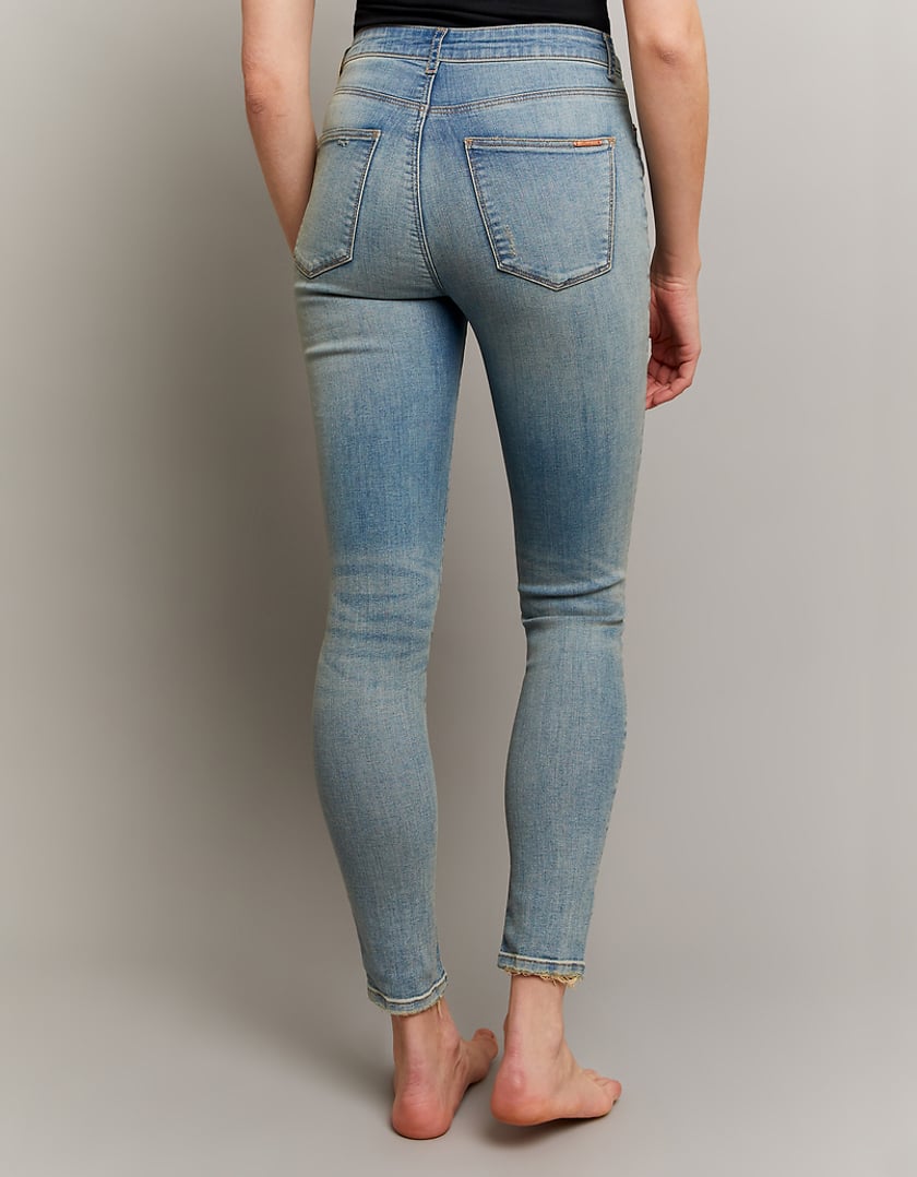 Ladies Skinny High Waist Jeans-Model Back View