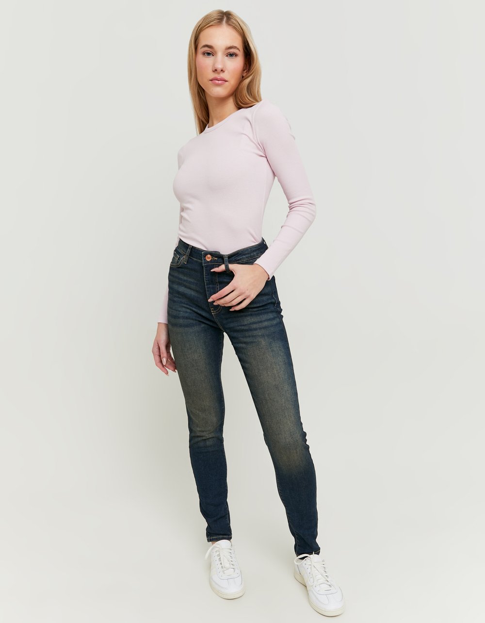 Tally Weijl Blue 016 High Waist Skinny Jeans BLUE model front view