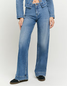 Tally Weijl Blue Mid Waist Wide Leg Jeans Blue front view