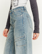 Tally Weijl High Waist Blue Cargo Wide Leg Jeans BLUE back view