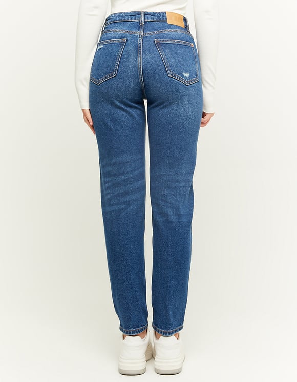 Ladies Comfort Stretch Mom Jeans-Model Back View