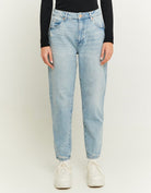 Tally Weijl Comfortable Blue Stretch Mom Jeans Blue front view