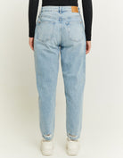 Tally Weijl Comfortable Blue Stretch Mom Jeans Blue back view