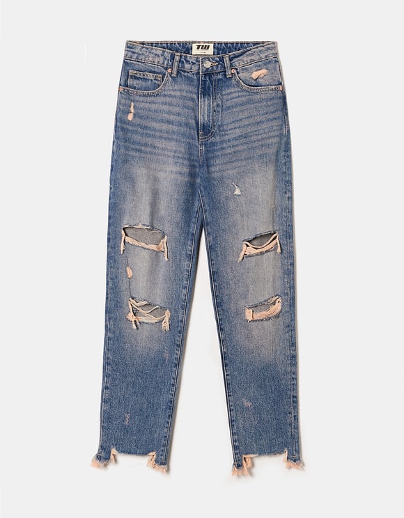 Ladies High Waist Mom Jeans-Front View