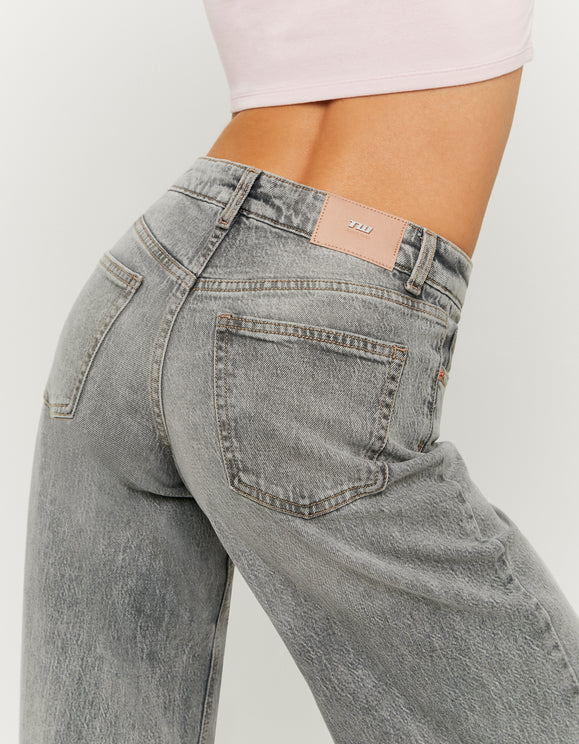 Tally Weijl Grey Mid Waist Wide Leg Jeans Grey back view