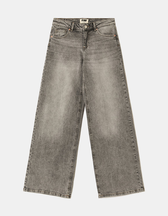 Tally Weijl Grey Mid Waist Wide Leg Jeans Grey side view