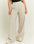 Tally Weijl Beige Wide Leg Linen Pants BEIGE front view