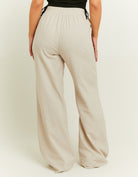 Tally Weijl Beige Wide Leg Linen Pants BEIGE model back view